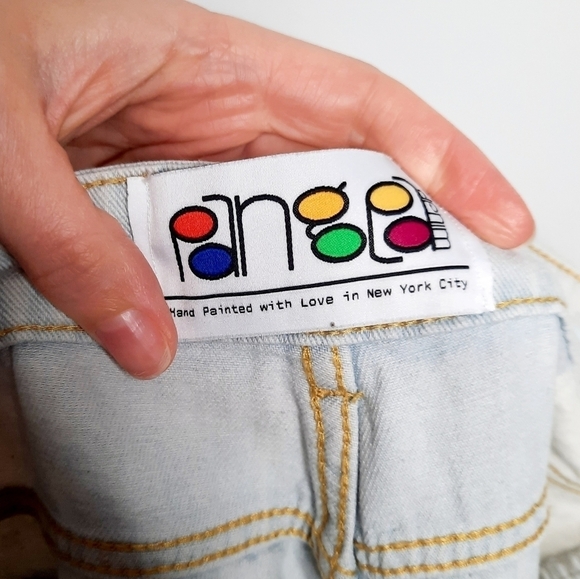 Pangea New York Hand Painted Denim Split Tone Jeans - Picture 3 of 5